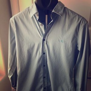 BURBERRY Men's Pale Peridot Blue Henry Shirt M